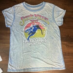 Recycled Karma Steve Miller Band Greatest Hits Tee Shirt Medium Blue Tie Dye